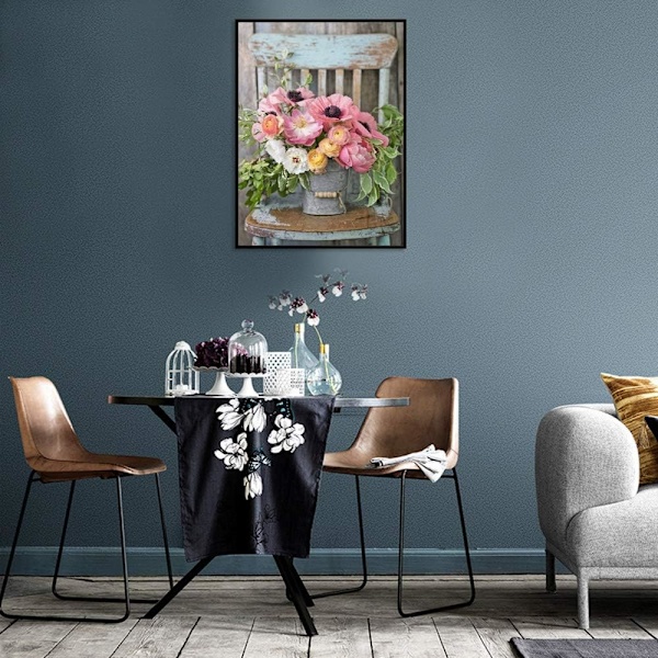 Diamantbroderi Komplett Set 5D Diamantmålning DIY Diamantmålning Canvas Måla efter Siffror Blommor Bild Strass Diamantmosaik Set