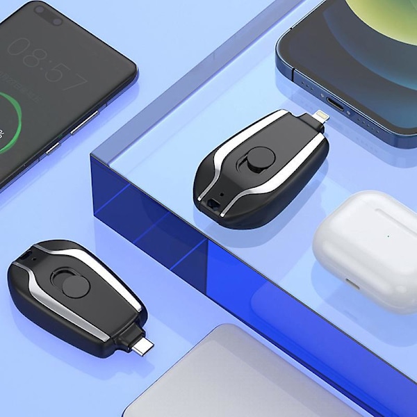 1500mah Bærbar Mini Powerbank Nøglering Opladning Powerbank Mobiltelefon Reserve black