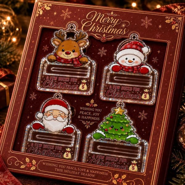 Akryl Kontantpresenthållare Prydnad, Julpengahållare för Presentgivning Gingerbread 10*15.5cm