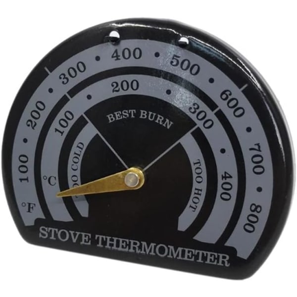 Magnetisk vedeldad spis termometer med hushållskänslighet (Färg: svart, storlek: 8,5 x 7 x 0,9 cm)