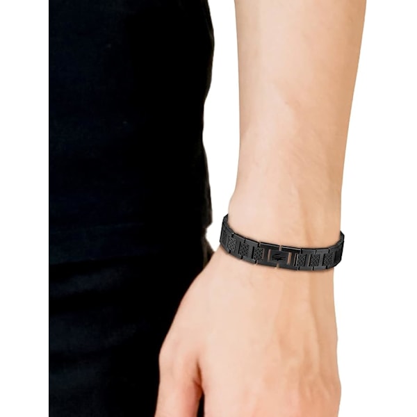 Collection Link armbånd i rustfrit stål med Petit Piqué-mønster - Fås til ham og hende black