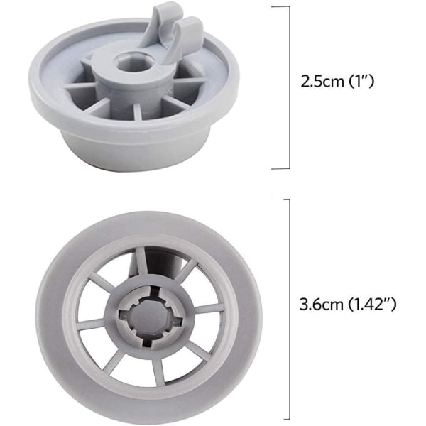 165314 Diskmaskin hjul för nedre korg Kompatibel med Bosch Siemens Neff Diskmaskin Byt ut AP2802428 PS3439123 från Poweka (8 stycken)