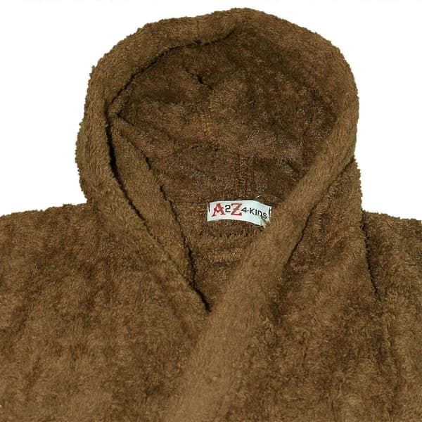 Badehåndkle med hette til barn, 100 % bomullsfrotté badekåpe for gutter og jenter Brown 13 Years