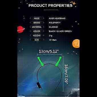 Lysende Alien Hårbøjle til Børn Halloween Antenne Tema Fester Mørk Hårbøjle med Selvlysende Antenne Lysende Luminous