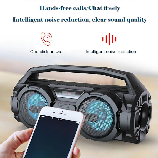 Bluetooth Högtalare Portabel Kraftfull Subwoofer Utomhus Boombox