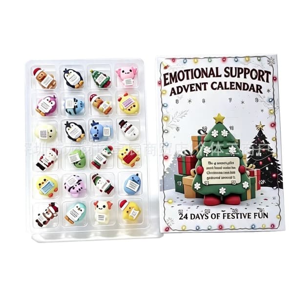 Emosjonell Støtte Julekalender 2026, 3D PVC Stresslindrende Adventskalender A