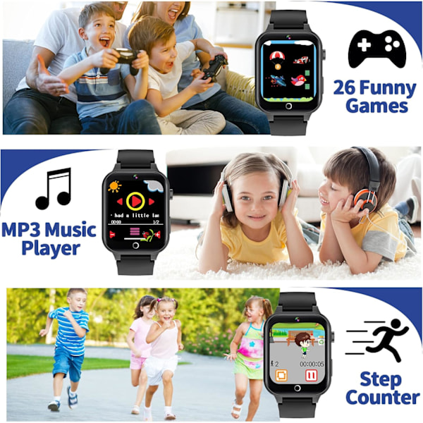 Smartwatch för barn med 26 spel - HD-kamera & videospelare, MP3-musik