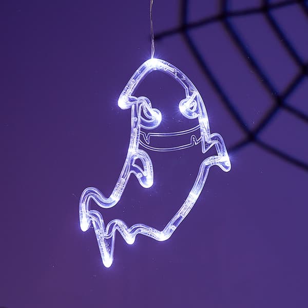 Halloween LED sugekopplys, gresskar spøkelse edderkoppnett vindusdekorasjon til fest Spider