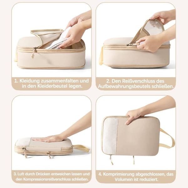 Matkalaukun Järjestäjä - Pakkauskuutiot ja Laukut 4 kpl Beige