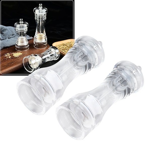2 st Akryl Manuell Kvarn Transparent Peppar Saltkvarn Kryddburk Kvarn Köksmalningsverktyg, 15 cm
