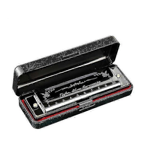 10 Huller 20 Harmonica Blues Deluxe Harmonica Begynder C Harmonica - Sort - KC
