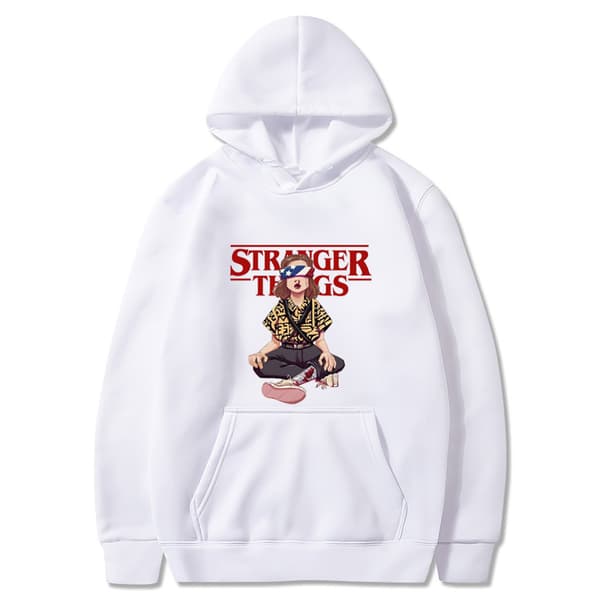 Stranger Things trykket hettegenser – fleeceforet hettegenser Claret XXL
