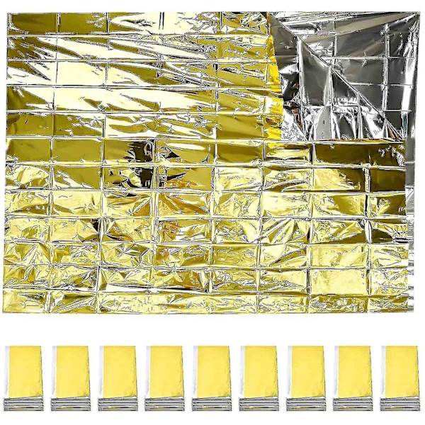 10 stycken Nödblanketter Vikbara Gyllene 210x160cm Silver + Gyllene-- null- Perfekt none