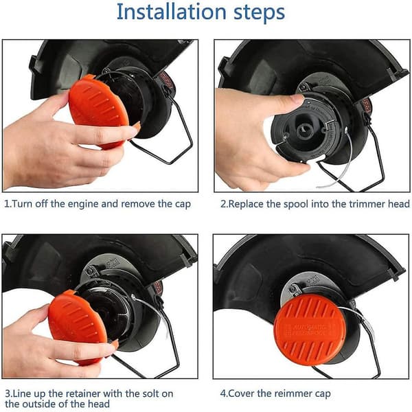 6 stk. spoledekseltrimmer, Black Decker hjulkompatible erstatningsspoledeksler med fjærreservedeler for {F3}
