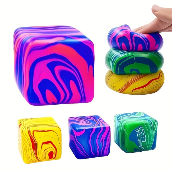 Tekstureret terning-fidgetlegetøj – roterende sensorisk stressaflastende legetøj 1pc Random Color