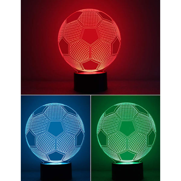 Cara 3D Illusion Fodboldlamper Lampe Fodbold Natlamper fo