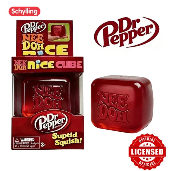 Dr Pepper x NeeDoh Nice Cube Squishy legetøj Stressaflastende legetøj Blød klemme Fidget Cube til børn og voksne Angstlindrende sanselegetøj C