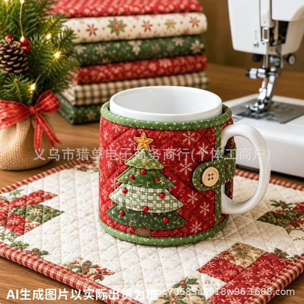 Jule-quiltet kopvarmer-sysæt, DIY jule-kopærme-håndværkssæt**Juletræ Christmas tree