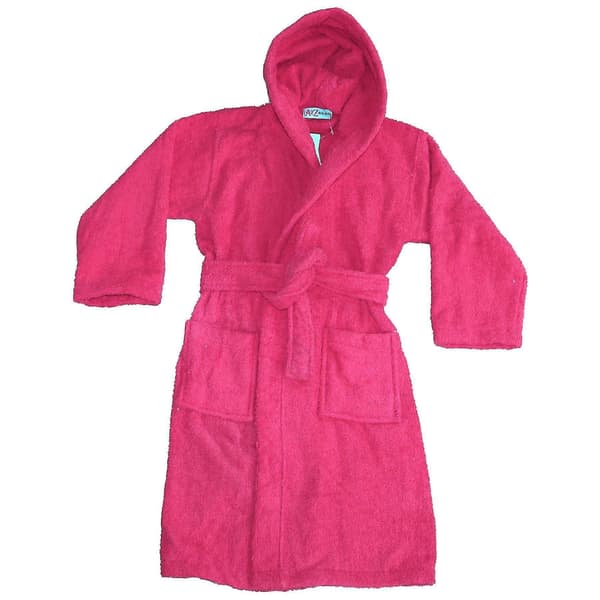 Badehåndkle med hette til barn, 100 % bomullsfrotté badekåpe for gutter og jenter Pink 7-8 Years