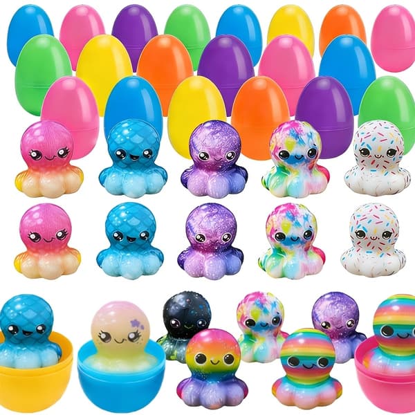 12 stk påskeegg med squishy leker – Forhåndsfylte festgaver til barn 12pcs