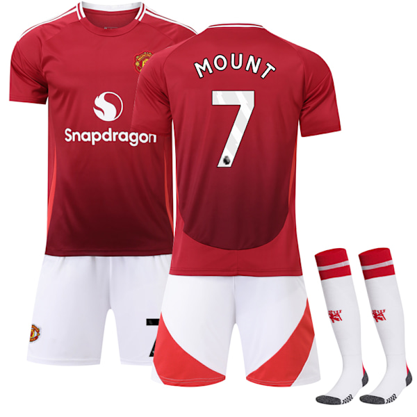 24-25 Manchester United Home Kids Football Kit No.7  Mount