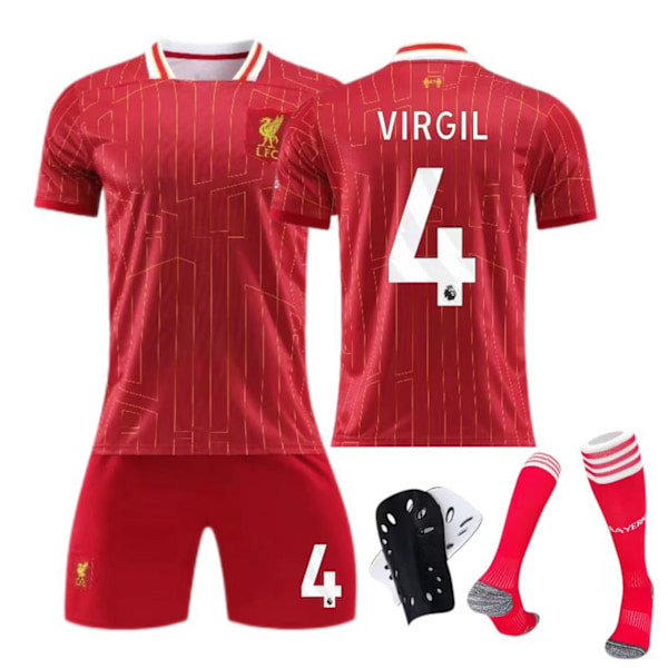 24-25 Liverpool hjemmebanetrøje nr 11 Salah 9 Firmino barn voksen kostume fodboldtrøje Ingen sokker størrelse 7 No socks size 7 L