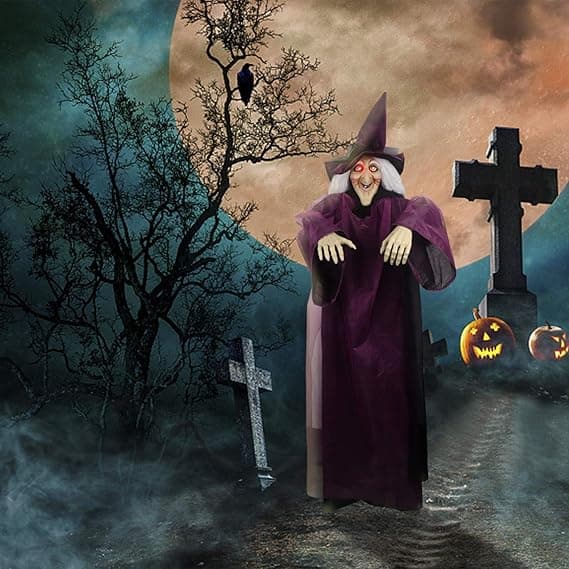 Hängande Talande Häxa för Halloween Utomhusdekoration