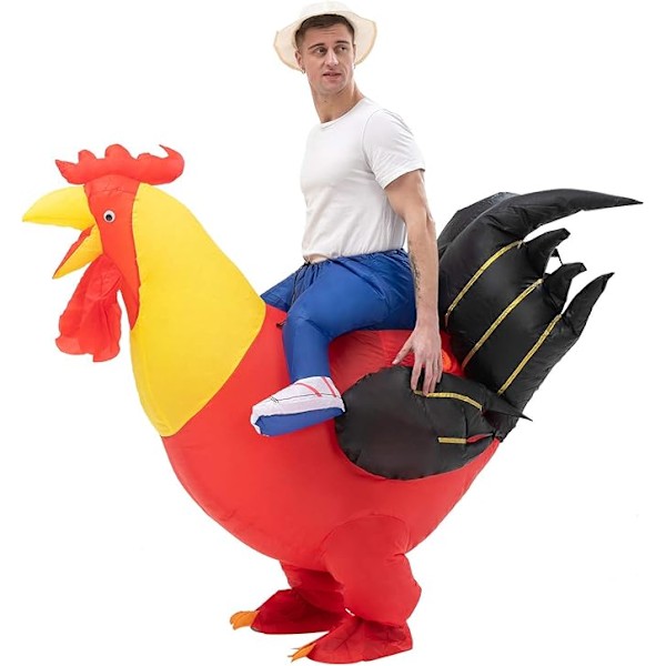 Oppblåsbar Kyllingkostyme for Fest Halloween Jul Cosplay Voksenstørrelse F&Q voksen adult plain red