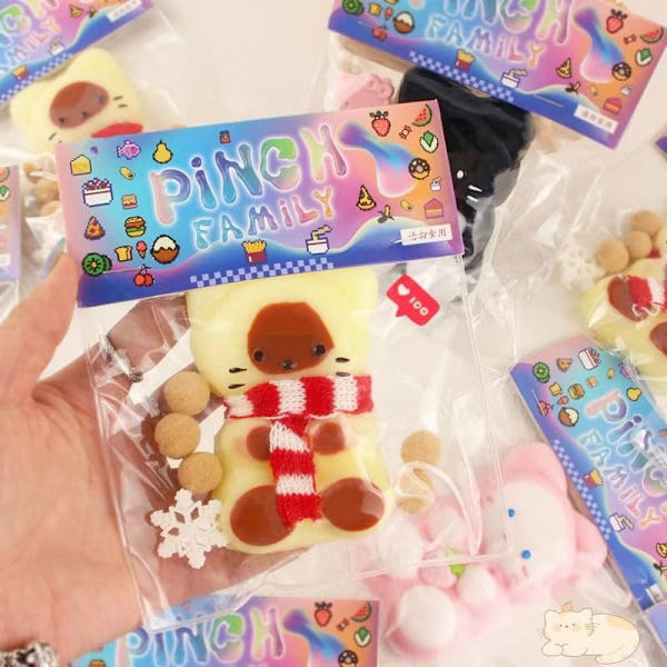 1 stk Squishy Kat Klemme Legetøj, Squishy Kat Kawaii Klæbrig Squishies Stressaflastende Squishies til Børnefødselsdagsgaver, Klem Familie Squishy Legetøj