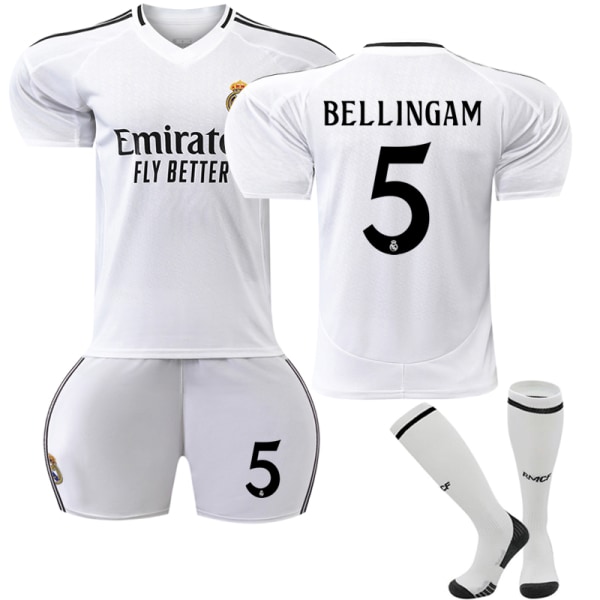 2024-2025 Real Madrid hjemmefotballdrakt for barn nr 5 Bellingham Adult S