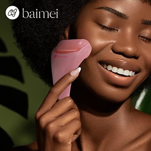 Jade Roller & Gua Sha Sett i Rose Quartz - Ansiktsmassasje for Rynker & Muskelspenninger Pink and green -