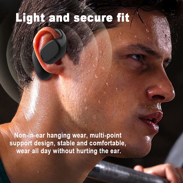 Trådlösa Bluetooth-hörlurar, icke-in-ear sportlurar (Svart)