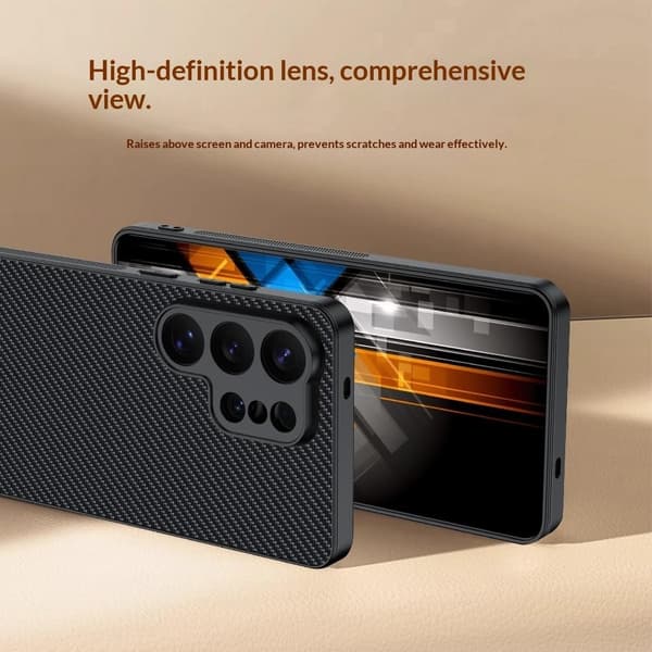 Samsung Galaxy S26 Ultra Cover Læder Kulfiber Tekstur Sort 60