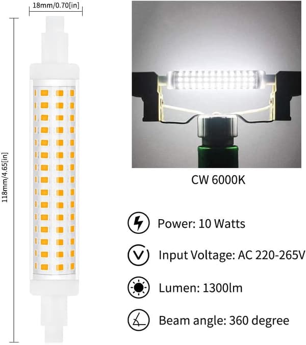 118 mm 10 W LED-reflektorstavlampa, ej dimbar