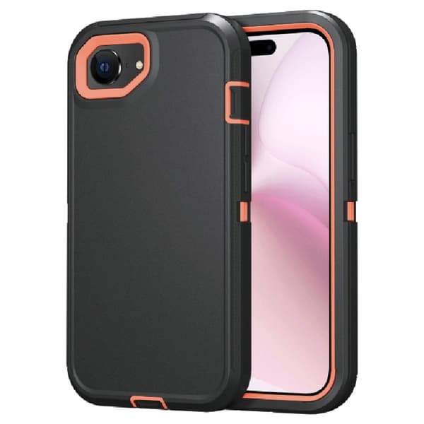 iPhone 16e Deksel Ekstremt Støtsikkert Hybrid Svart / Oransje