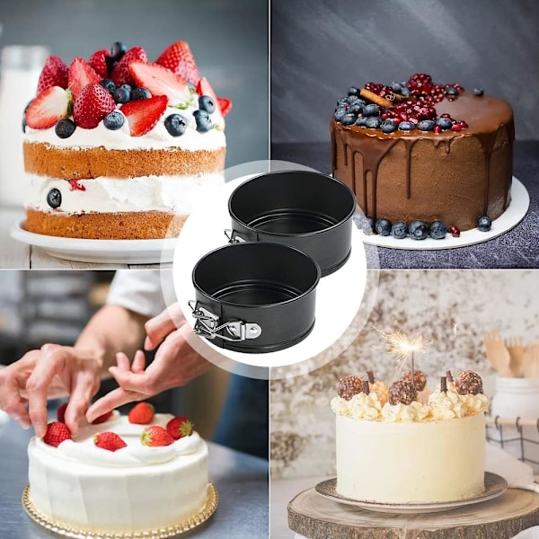 Mini runde 12cm bageforme 2 stk., små runde springform kageforme, bageforme, mini runde kageforme med non-stick belægning