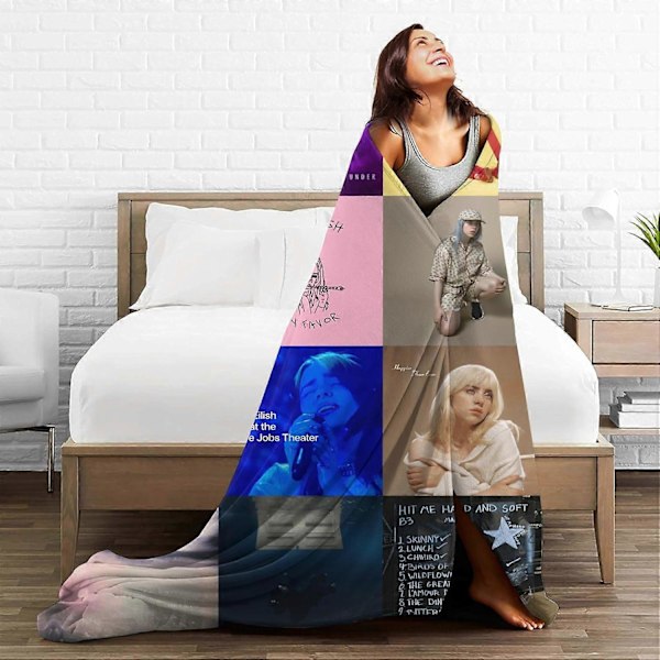 Billie Tæppe Kast Aircondition Tæppe Eilish Merch Album Cover Gave Blødt Varmt Til Seng Sofa Hjemmeindretning (Album Co-KDE46783 150x200cm 80x60in size
