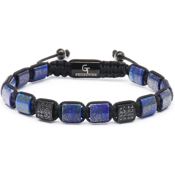 GT Collection Flat Bead Armband för Män, Lapis Lazuli