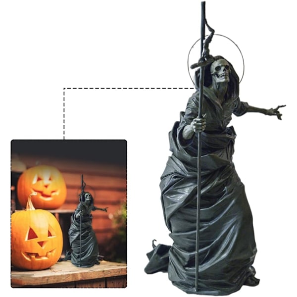 Halloween Skjelettvakt Skulptur Dødsengel Statue Gotisk Skulptur Harpikshåndverk