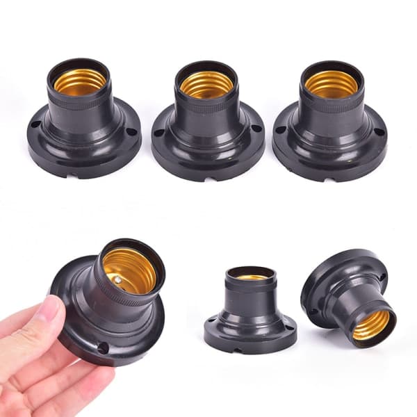 10 stk. E27 Lampeholder Fatning LED Pære Adapter Passer Sort
