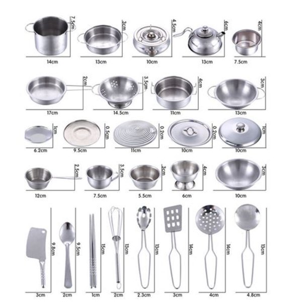 Köksset Barnleksak Imitation Stål 16 Delar Silver MK