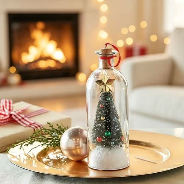 Optagelig juletræsbeskedflaske, stemmeoptagelse julegave, julemindeornament