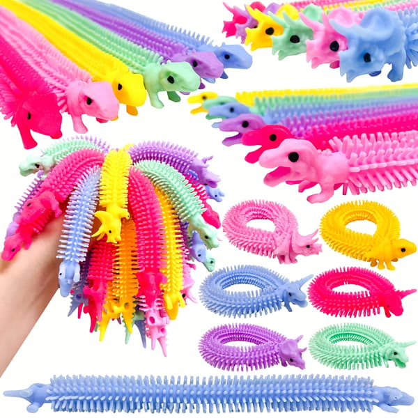 25 st elastiska dinosaurie sensoriska leksaker - texturerade rep avslappningsleksaker för barn, kalasgåvor 25pcs
