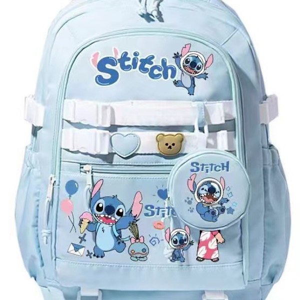 Stitch skolväska söt tecknad viktminskande ryggsäck ny stil ultralätt tjej stor kapacitet grundskole- och mellanstadieelev ryggsäck Purple