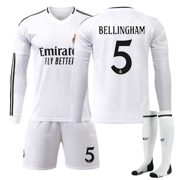 Real Madrid Barn Hemmaställ 2024-2025 Höst & Vinter Nr 5 Strumpor 28 BELLINGHAM No 7 strumpor No 7 socks No 7 socks 28