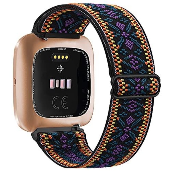 Elastiskt vävt ögleband för Fitbit Versa 3 2 Versa Lite Band Justerbart watch i nylon för Fitbit Sense Band Bohemian Purple Bohemian Purpl