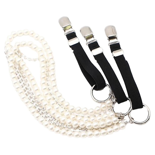 Punk Style Hængsler Dame Y-form Metal Clips Justerbar Pearl Strap-yu