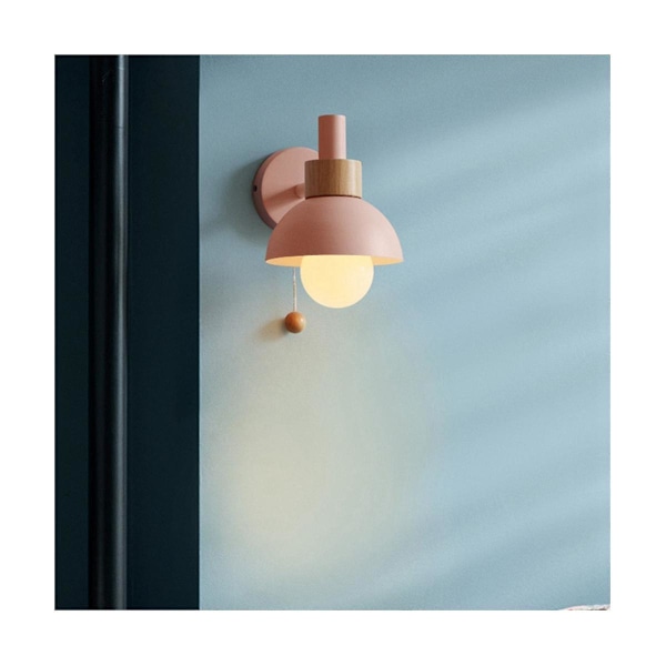 Stue Veranda Centerlampe Nordisk Minimalistisk Moderne Soveværelse Sengelampe Macaron Væglampe (pink)