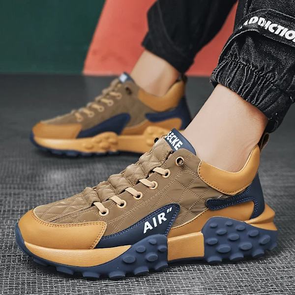 Afslappede fritidssko i gummi til mænd, hvide sneakers, åndbare sportssko, løbesko, sko