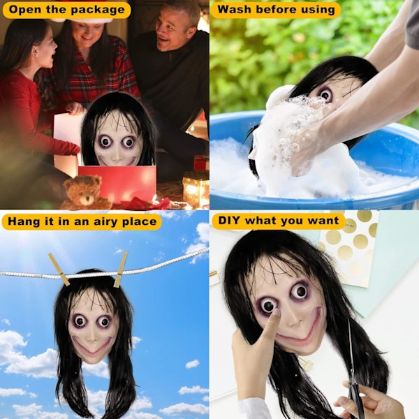 Molezu Momo Maske Skræmmende Maske, Uhæggelig Maske Monster Maske, Horror Kostumer Fest Gummi Latex Maske til Halloween Voksen